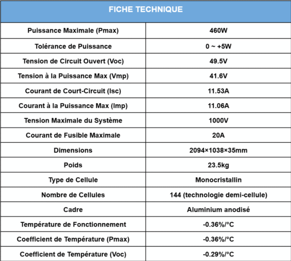 PANNEAU SOLAIRE CSUN460-144MH – Image 2
