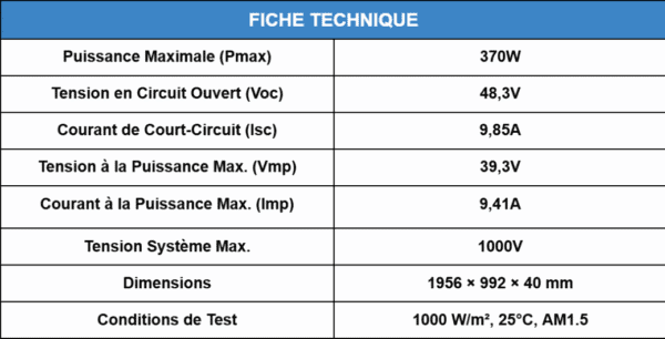 PANNEAU SOLAIRE MONO 370W – Image 2