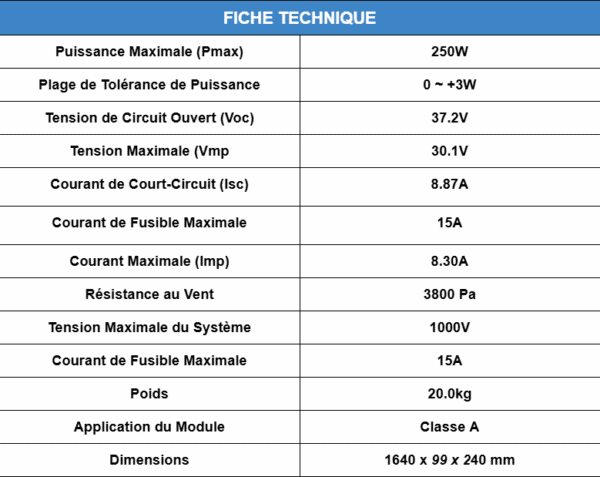 PANNEAU SOLAIRE POLY 250 W – Image 2